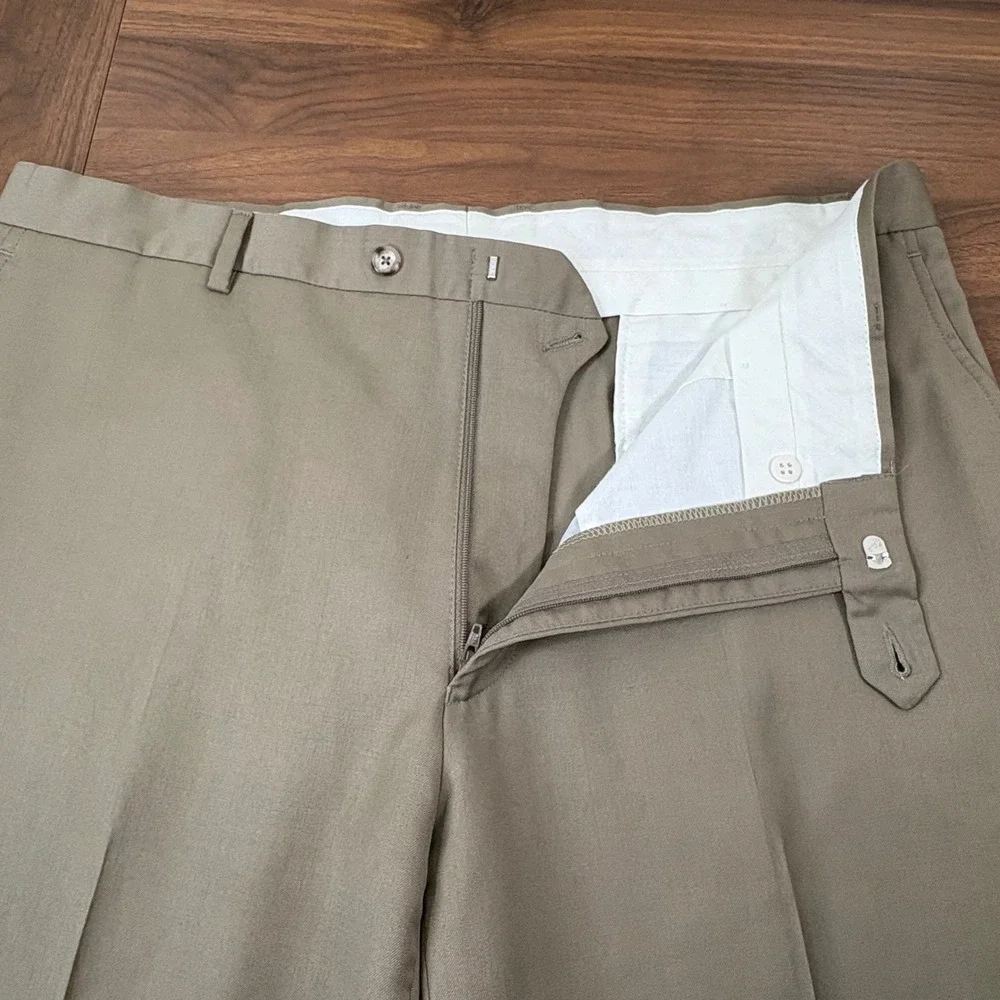 Jos A Bank Suit Mens 46L 38x29 Tan Wool 2 Button Flat Front Signature Old Money